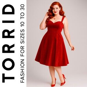 torrid Crimson Velvet Sweetheart Midi Dress